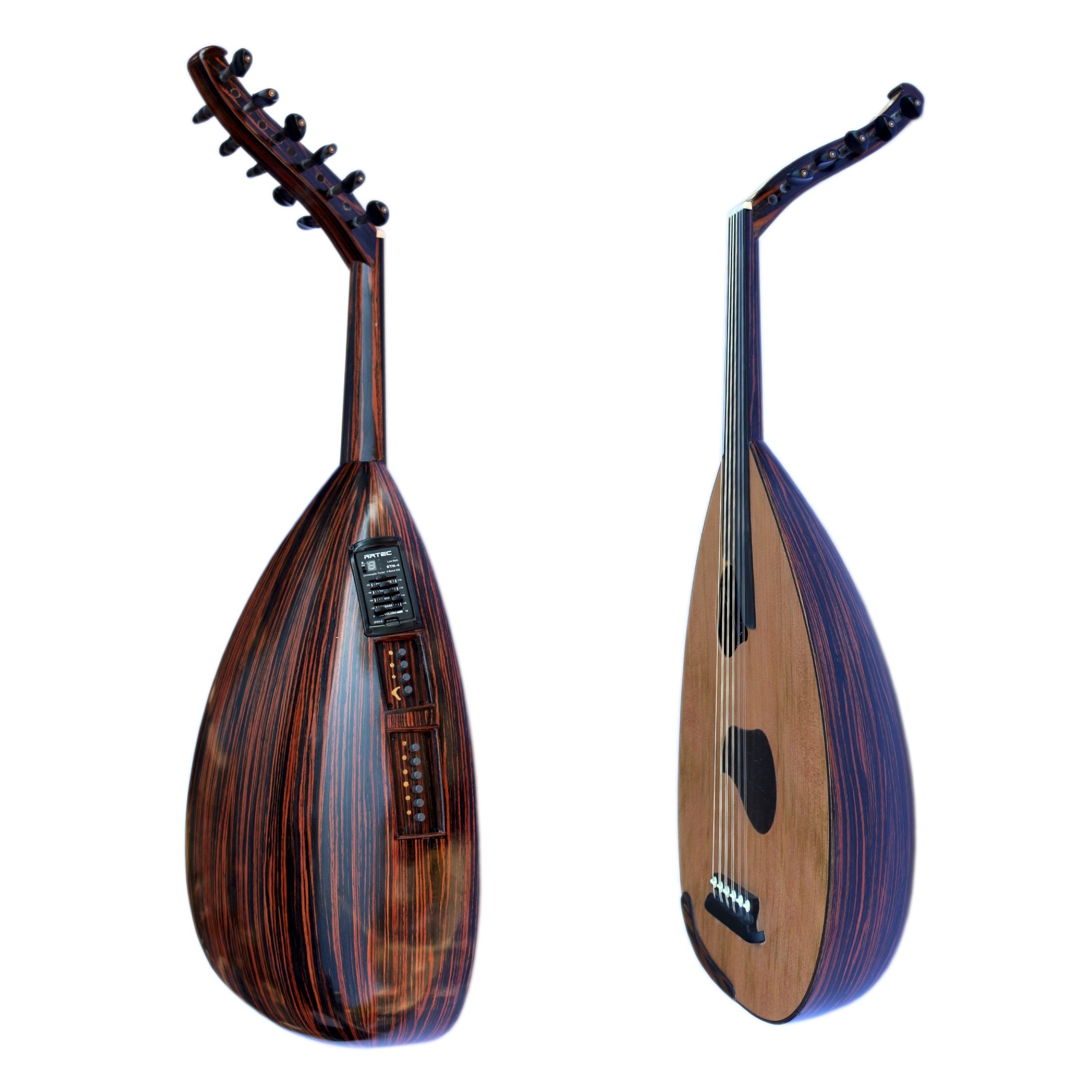 Oud eléctrico especial PROUD-5 de Mehmet Caymaz con cuerpo ébano y tapa de cedro