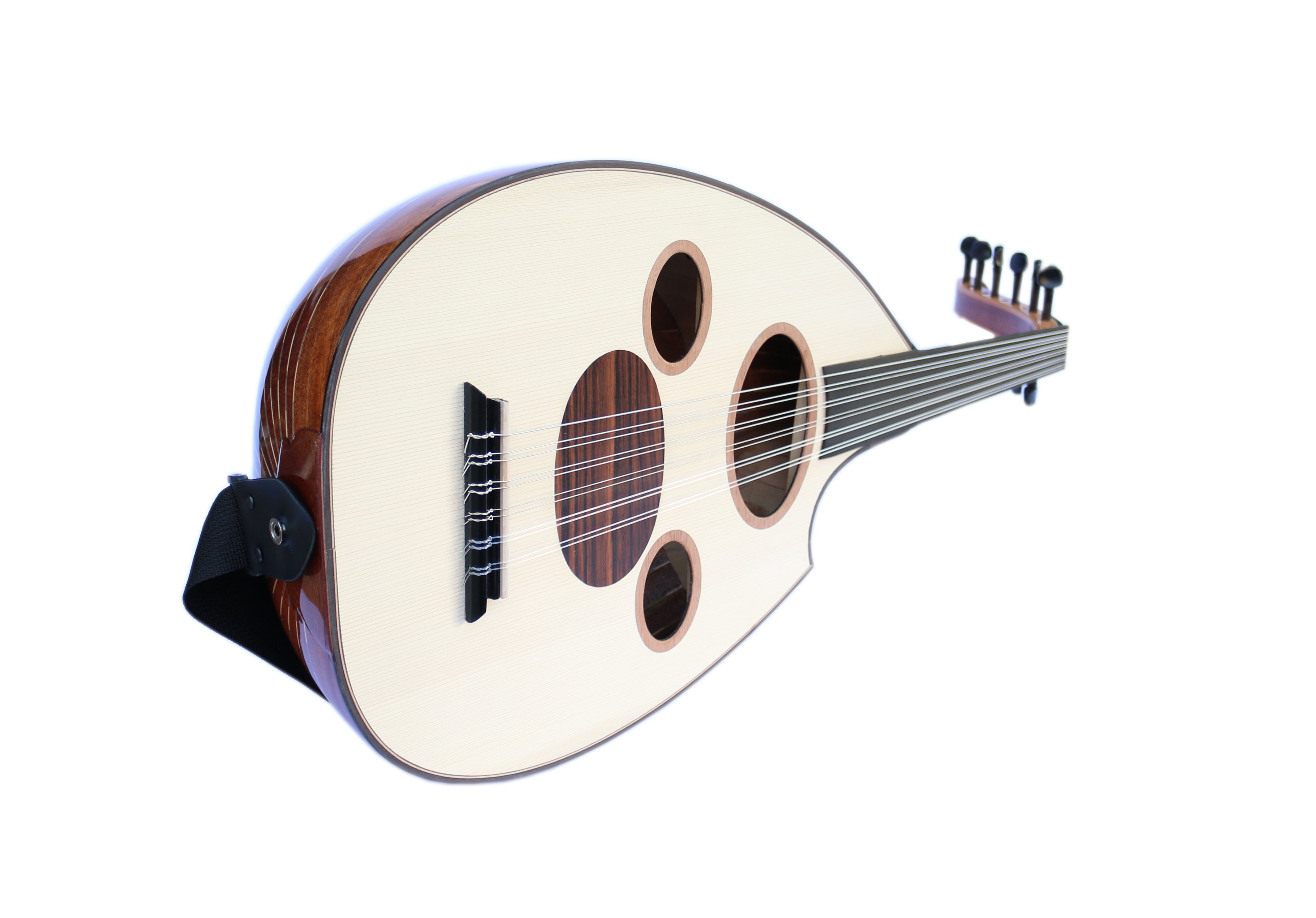Oud eléctrico árabe profesional AOH-6 con caja de caoba y tapa de abeto