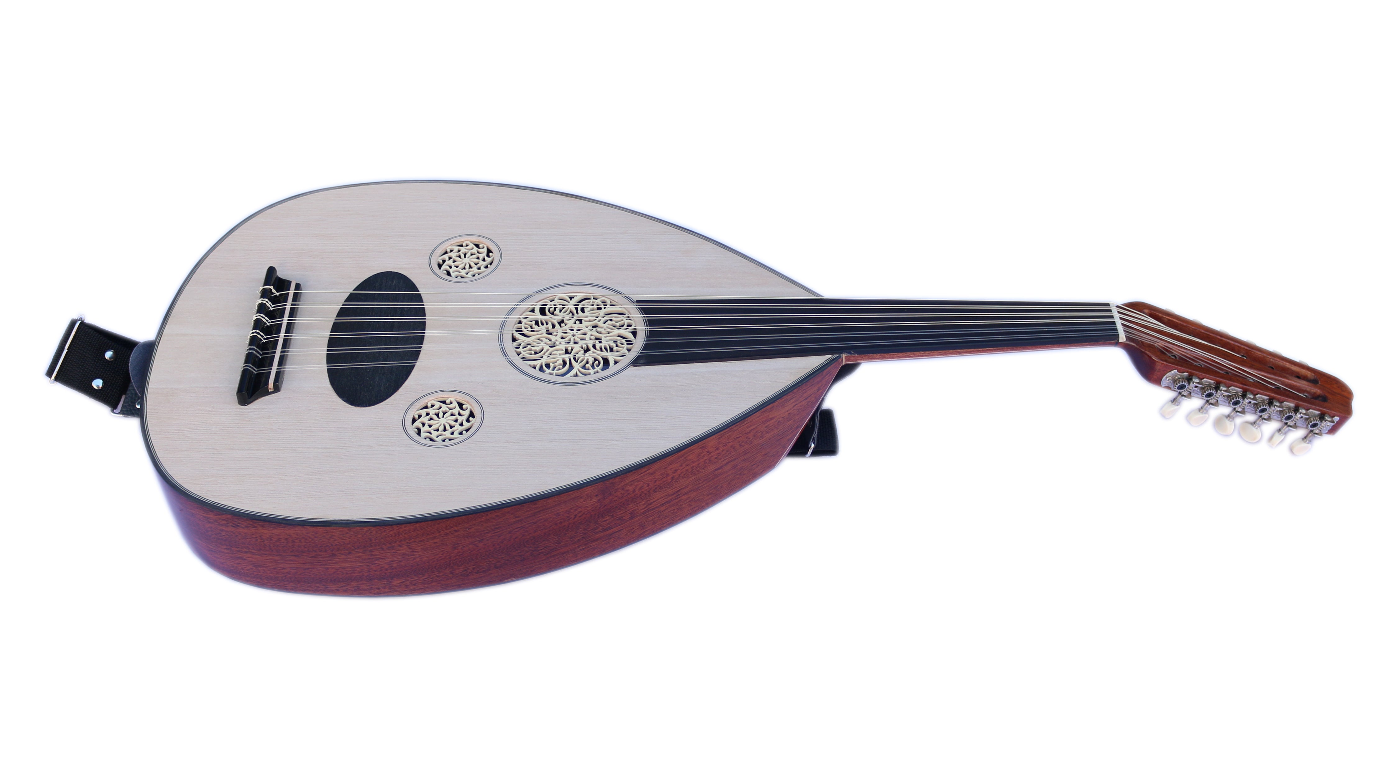 Mahogany and spruce Arabic electric oud OUDE EA5 by Sala Muzik