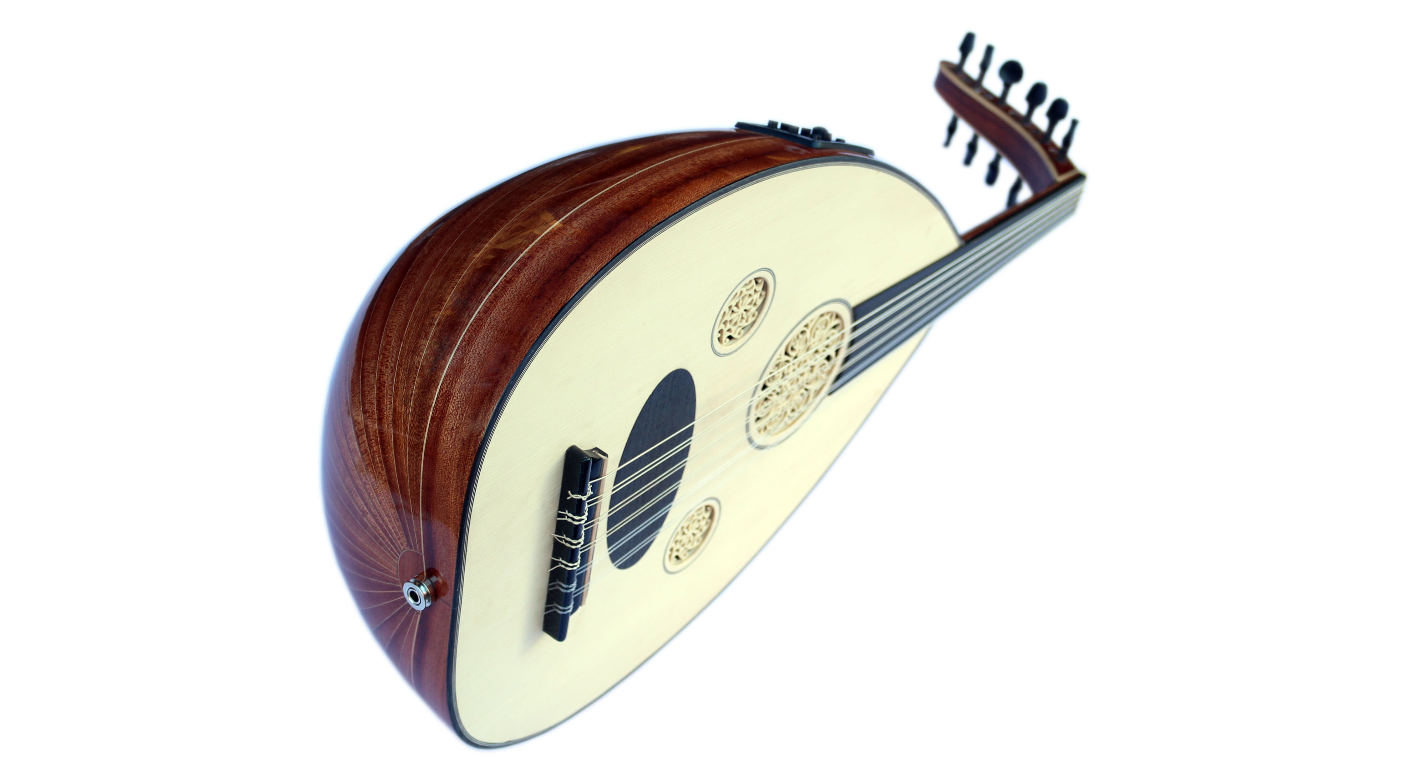 Oud eléctrico turco profesional HSO-302E con caja de nogal y tapa de abeto